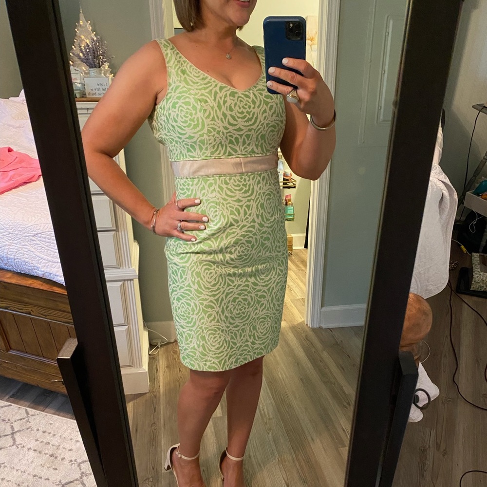 Gorgeous green and cream dress!